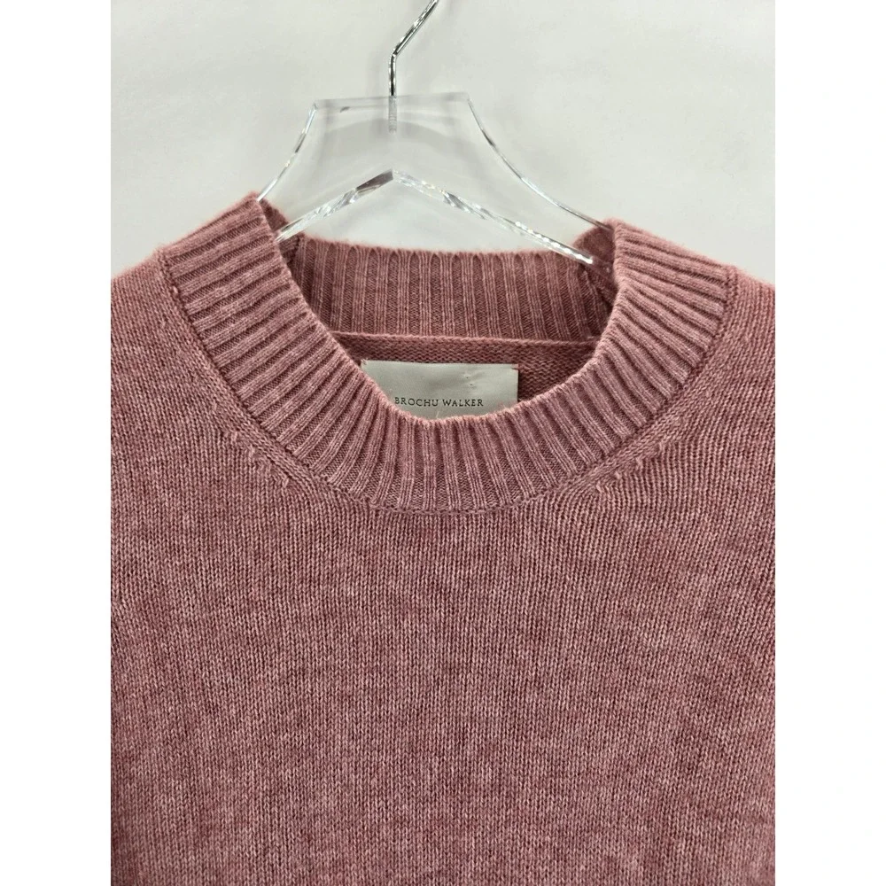 Brochu Walker Pink Wool Cashmere Layered Look Sweater Womens Medium Quiet Luxury